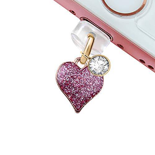 CP141 USB 충전 Port Anti Dust Plug Cute Pink Heart Love Pendant 폰 장식 for 아이폰 11/ XS 맥스/ XR/ X/ 8 플러스/ 7/ 6S/ 7/ SE 아이패드 iPod