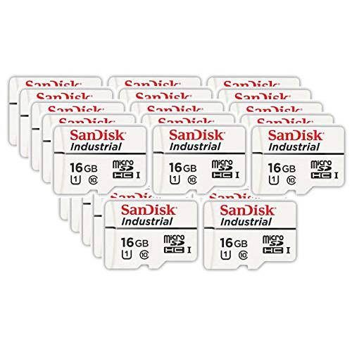 샌디스크 산업용 16GB Micro SD 메모리 카드 Class 10 UHS-I MicroSDHC (벌크, 대용량 25 Pack) in 케이스 (SDSDQAF3-016G-I) 번들,묶음 with (1) Everything But 스트롬볼리 카드 리더,리더기