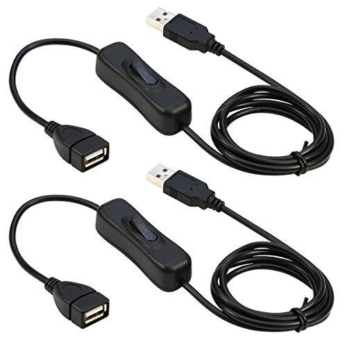 RIITOP USB 연장 케이블 with on/ Off Switch USB Male to Female 케이블 지원 (Data and 파워) for USB 헤드폰,헤드셋, LED Strips(2-Pack)
