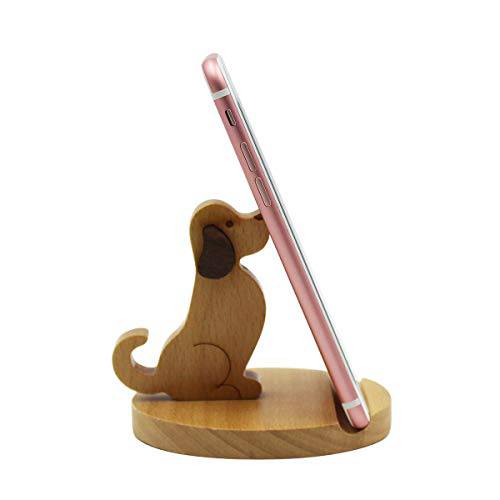 Amamcy Cute 강아지 휴대폰, 스마트폰 홀더 지지대, 나무 스마트폰 데스크 홀더 for 아이폰 Xs/ 맥스/ XR/ X/ 8/ 7 플러스/ 구글 Pixel/ 삼성 갤럭시 노트