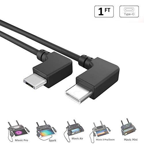 F’wode Micro USB to 타입 C Data 케이블 11.8 inch 90 도 영상 Data 케이블 for DJI Mavic 2 Zoom/ Mavic 2 프로/ Mavic 에어/ Mavic 프로/ Mavic 프로 플래티늄/ Spark for 핸드폰/ 태블릿,태블릿PC