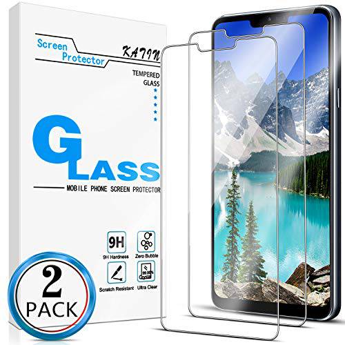 KATIN LG G7 ThinQ 화면보호필름, 액정보호필름 - [2-Pack] 강화유리 for LG G7 ThinQ 화면보호필름, 액정보호필름 기포 방지, 9H 강도 with 평생 교체용 워런티