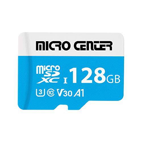 Micro Center 프리미엄 128GB microSDXC 카드 UHS-I 조명 메모리 카드 C10 U3 V30 4K UHD 영상 A1 Micro SD 카드 어댑터포함 (128GB)