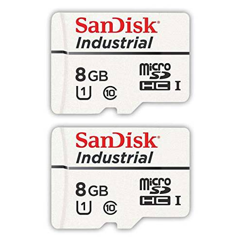 샌디스크 산업용 8GB Micro SD 메모리 카드 Class 10 UHS-I MicroSDHC (벌크, 대용량 2 팩) in 케이스 (SDSDQAF3-008G-I) 번들,묶음 with (1) Everything But 스트롬볼리 카드 리더,리더기