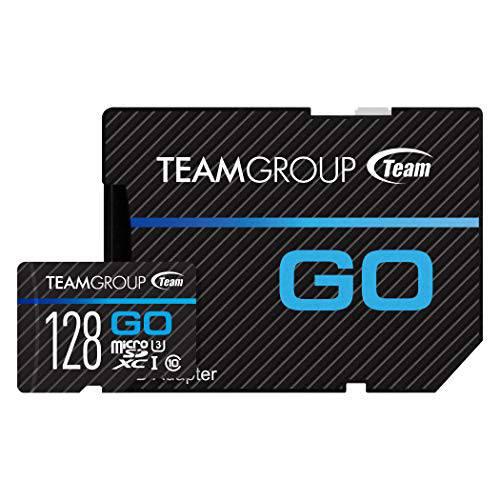 TEAMGROUP 고 카드 128GB Micro SD 카드 for 고프로&  액션 캠, MicroSDXC UHS-I U3 고속 조명 메모리 카드 어댑터포함 for 아웃도어, Sports, 4K 사격 TGUSDX128GU303