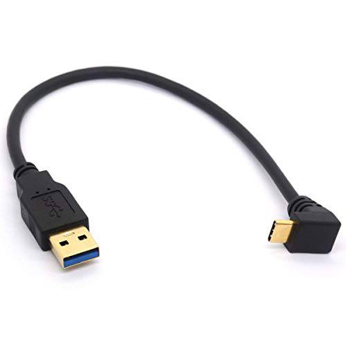 25CM USB 타입 C 연장 케이블 금도금 USB 3.0 Male to 90 도 Up 다운 Angle 타입 C 케이블 Data USB C Data 동기화&  충전 컨버터 어댑터 케이블 (TYPEC 90° 양 to USB 3.0 다운)