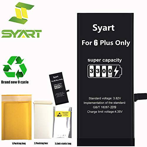 Syart 3300 mAh 0-Cycle 배터리 for 아이폰 6 Plus 배터리. 교체가능 Batteries 모델 A1522, A1524, A1593 (No Need to 교체용 Kit)