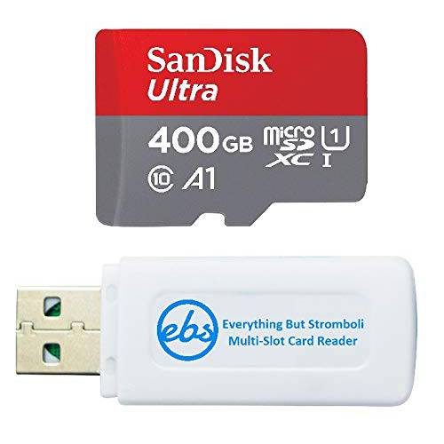 SanDisk  울트라 400GB Micro SD 카드 for 모토로라 폰 Works with Moto G 고속, Moto G 스타일러스, Moto G8 파워 Lite (SDSQUAR-400G-GN6MN) 번들,묶음 with 1 Everything But 스트롬볼리 MicroSDXC 메모리 카드 리더,리더기
