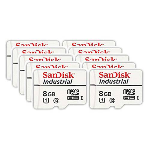 SanDisk  산업용 8GB Micro SD 메모리 카드 Class 10 UHS-I MicroSDHC (벌크, 대용량 10 팩) in 케이스 (SDSDQAF3-008G-I) 번들,묶음 with (1) Everything But 스트롬볼리 카드 리더,리더기