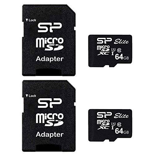실리콘 파워 64GB Class 10 Micro SDXC 조명 메모리 카드 어댑터포함 (2 팩)
