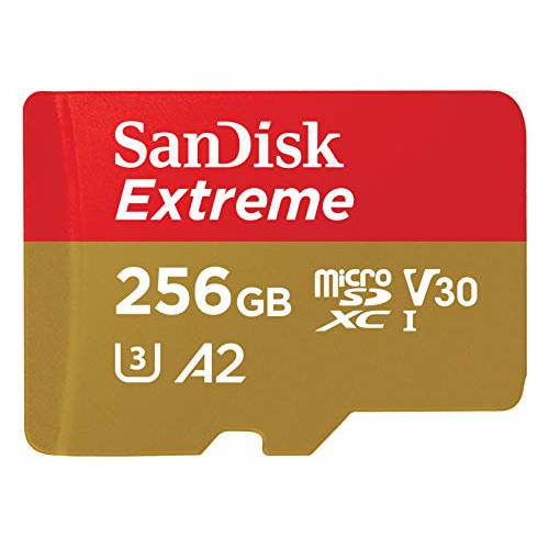 SanDisk 256GB 익스트림 Micro SDXC UHS-I 메모리 카드 - C10, U3, V30, 4K, A2, Micro SD - SDSQXA1-256G-GN6MN