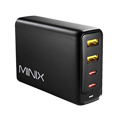 MINIX 100W Turbo 4-Port GaN 벽면 충전 2 x USB-A 퀵 충전 3.0, 2 x USB-C 고속충전 어댑터 호환가능한 with 맥북 프로 에어, 아이패드 프로, 아이폰 11 프로, 맥스 XR XS X SE2 and More (Neo P2)