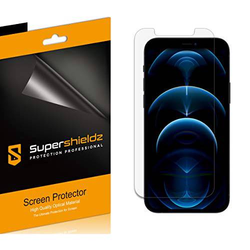 (6 팩) Supershieldz 애플 아이폰 12 and 아이폰 12 프로 (6.1 인치) 화면보호필름, 액정보호필름, 고 해상도 클리어 쉴드 (애완동물)