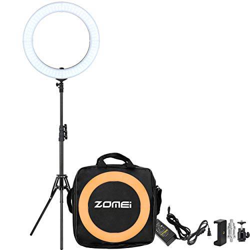 ZOMEI 18 밝기조절가능 사진촬영용 라이트 지지대, 프로페셔널 58W 5500K 출력 메이크업 and 유튜브 비디오 LED 링 라이트, 호환가능한 카메라 스마트폰 아이패드
