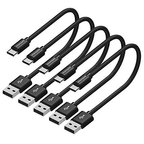 숏 USB C 케이블 [10 인치 5 팩], dethinton  숏 USB 타입 C 충전 나일론 Braided 고속충전 케이블 호환가능한 갤럭시 S10+ S9 S8 플러스, 노트 9 8, LG G6 G7 V35, 픽셀 2 XL-Black