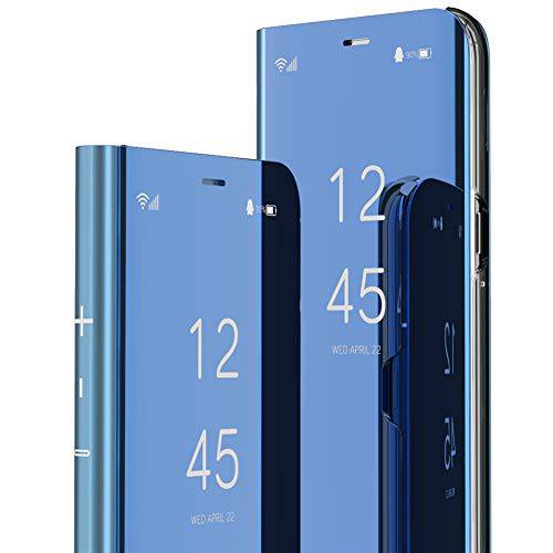 MRSTERUS  케이스 화웨이 P20 프로 케이스 고급스러운 미러 디자인 투명 비전 도금 레이어 브라켓 Prevent 스크래치 풀 바디 보호 커버 Ultra-Thin 화웨이 P20 프로 Mirror:Blue QH