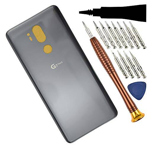 G710EM New 플래티늄 그레이 배터리 후면 커버 포함 Pre-Cut 프레임 접착 호환가능한 LG G7 ThinQ
