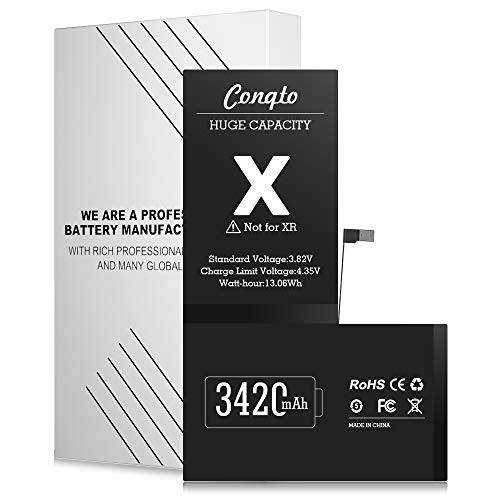SHENMZ Conqto 배터리 아이폰 X, [업그레이드된] 3420mAh 슈퍼 하이 용량 교체용 배터리 아이폰 X A1865, A1901, A1902, New 0 싸이클 [Not 툴 키트]
