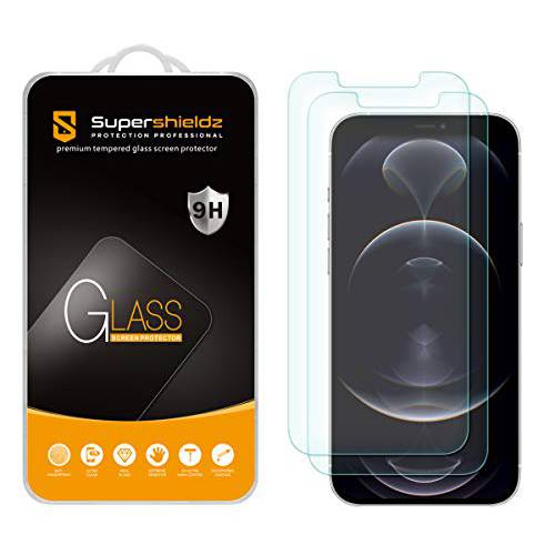 (2 팩) Supershieldz 아이폰 12 프로 맥스 (6.7 인치) 강화유리 화면보호필름, 액정보호필름, 안티 스크레치, 기포 프리