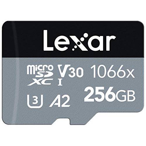 Lexar  프로페셔널 1066x 256GB microSDXC UHS-I 카드 w/ SD 어댑터 실버 Series, Up to 160MB/ s Read (LMS1066256G-BNANU)