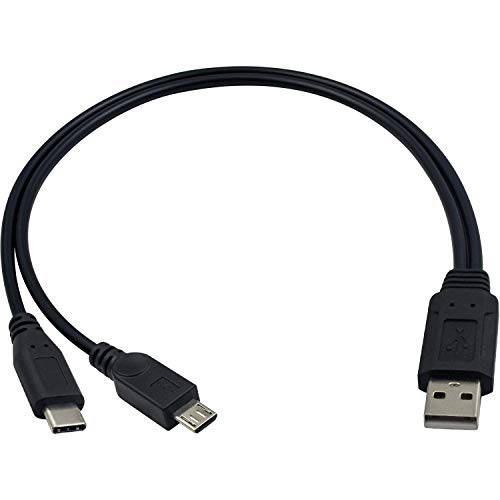 Duttek  멀티 충전 케이블, 멀티기능 2 in 1 충전 케이블, USB 2.0 A Male to USB 타입 C Male and 마이크로 USB Male 충전 케이블 케이블 블랙 0.4M/ 15.7 인치