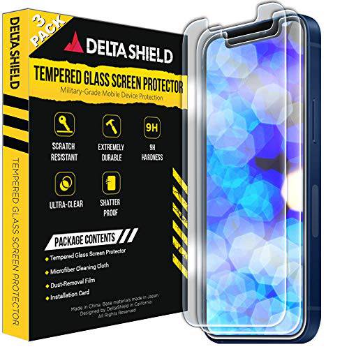 DeltaShield  글래스 화면보호필름, 액정보호필름 애플 아이폰 12 프로 맥스 (6.7 inch)(3-Pack)(V1) 클리어 강화 Ballistic 글래스 HD and 투명 Shatter-Proof 쉴드, 99% 터치 정확성