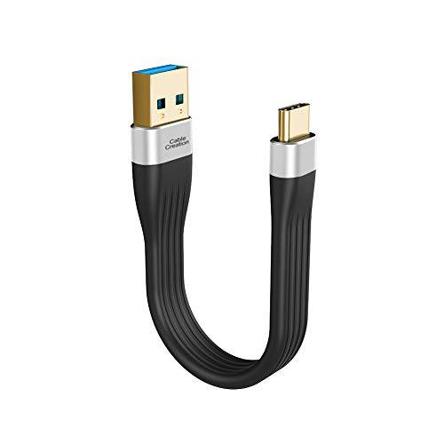 CableCreation  숏 USB C 케이블, 5 인치 USB C to USB 3.0 케이블 3A 고속충전 56K 저항기, 5Gbps 데이터, 호환가능한 맥북, 아이패드 프로, 갤럭시 S20, SSD, 오큘러스 퀘스트 링크 etc, 12cm/ 0.4ft 블랙