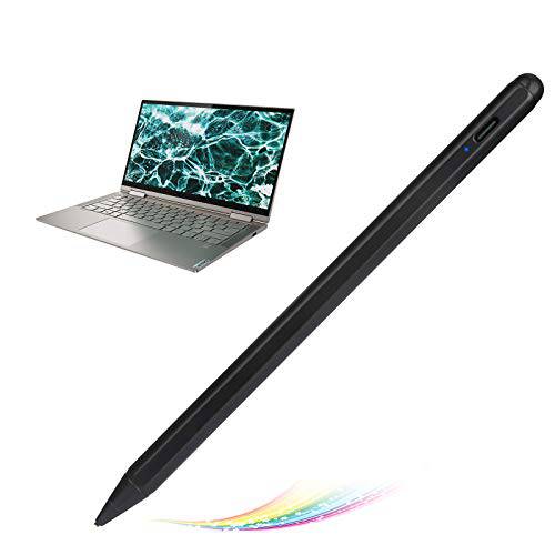 액티브 스타일러스 레노버 요가 C740 14 2-in-1 펜, 전자제품 디지털 펜슬 호환가능한 레노버 2020 요가 C740 스타일러스 Pens,펜, Good 스케치 and Note-Taking Pens,펜 Type-C 충전식, 블랙