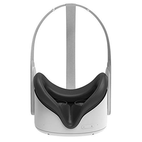 Pinson 실리콘 VR 페이스 커버 마스크 오큘러스 퀘스트 2 VR 헤드폰,헤드셋 페이스 쿠션 커버 땀방지 (블랙)