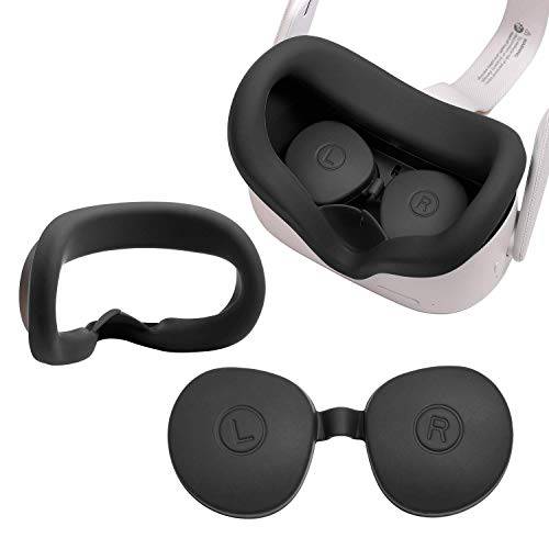 Devansi VR 실리콘 페이스 커버 렌즈 커버 오큘러스 퀘스트 2 페이스 프로텍트 스킨 땀방지 내광성 Anti-Leakage