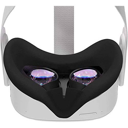 RGEEK VR 실리콘 페이스 커버 오큘러스 퀘스트 2 VR 헤드폰,헤드셋 페이스 커버, Sweat-Proof 내광성 Non-Slip 세척가능 교체용 페이스 패드 오큘러스 퀘스트 2 Accessories(Black)