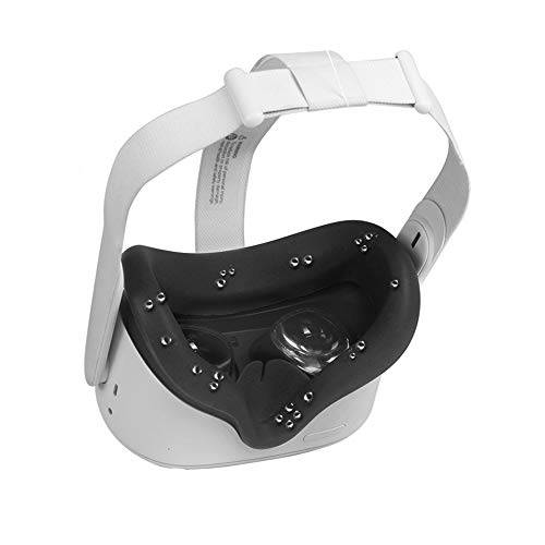 Zaracle VR 페이스 실리콘 커버 오큘러스 퀘스트 2 VR 헤드폰,헤드셋 소프트 페이스 쿠션 커버 Anti-Sweat (블랙)