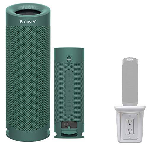 Sony SRSXB23 엑스트라 베이스 블루투스 무선 휴대용 스피커 (그린) Knox 기어 다용도 콘센트 벽면 선반형 번들,묶음 (2 아이템)
