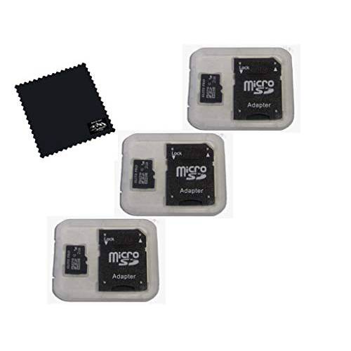 3 팩 2GB 마이크로 SD 메모리 카드 SD 어댑터, 2 GB 마이크로 SD 메모리 카드, 3 팩 마이크로 SDHC TF 마이크로SD TransFlash 카드 마이크로SD to SD 어댑터 and 빌트 To Last 극세사 천