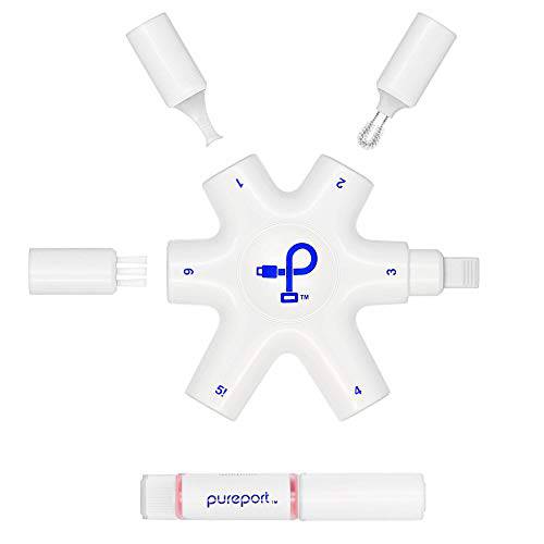 PurePort Multi-Tool 키트  클린&  수리 아이폰 and 아이패드 라이트닝 포트, 케이블 and 커넥터. 제거 보풀, 먼지, 먼지 안전하게 and 용이하게. 고정 Unreliable 충전 and Bad 커넥션.