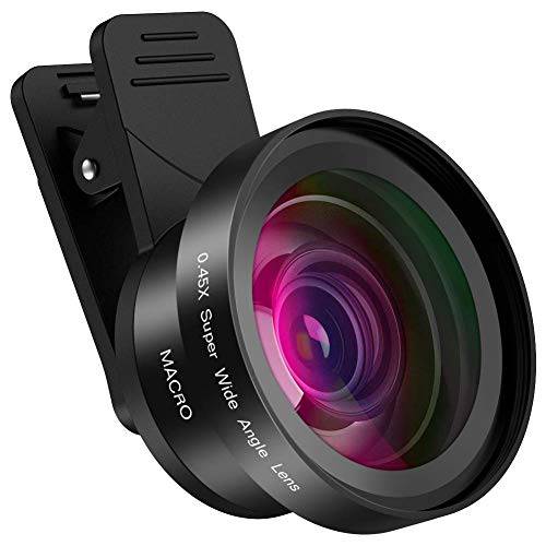 LensPro  범용 HD 휴대용 폰 카메라 렌즈 키트 스마트폰, 아이폰, 삼성, 픽셀 호환가능한, 프로 클립 on 매크로 and 와이드 앵글 포토 렌즈 부착식 여행용 케이스