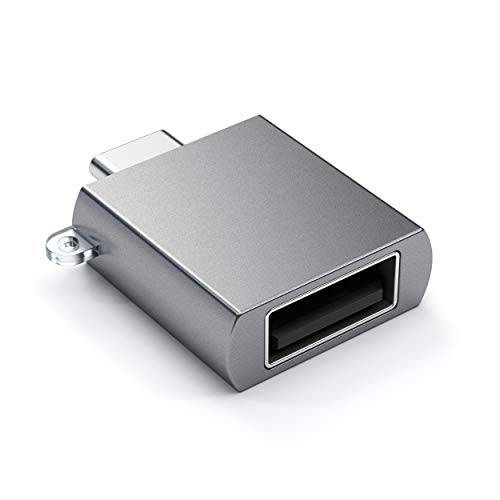Satechi  알루미늄 USB-C Male to USB-A 3.0 Female 어댑터 - 고속 컨버터, 변환기 커넥터 - 호환가능한 2020/ 2019 맥북 프로, 2020/ 2018 맥북 에어, 2020/ 2018 아이패드 프로 (스페이스 그레이)