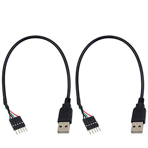 Duttek USB to USB 메인보드 Header 케이블, USB 2.0 타입 A Male to 5 핀 Male Header 듀폰 케이블 케이블 30CM/ 12IN (2 팩)