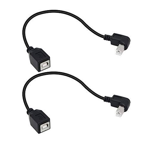 USB 2.0 Type-B 프린터 케이블, SinLoon(2-Pack) USB 2.0 B Female to Type-B Male (다운 직각) 프린터 숏 연장 케이블 프린터, 스캐너, 휴대용 HDD and More (다운 2)