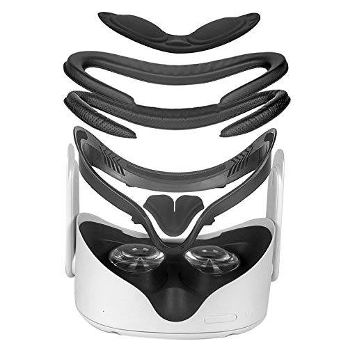 오큘러스 퀘스트 2 VR PU 가죽 페이스 브라켓&  보호 렌즈 커버, 먼지 방지& Anti-Scratch 커버, 2 팩 PU 가죽 페이스 패드 교체용