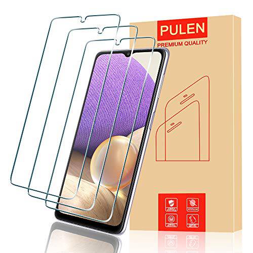 [3-Pack] PULEN 삼성 갤럭시 A32 5G 스크린 보호, HD 클리어 스크레치 방지 기포방지 Anti-Fingerprints 9H 강도 강화유리 삼성 A32 5G (Not 삼성 A32 4G)