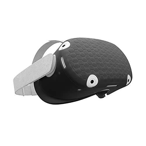 오큘러스 퀘스트 2 VR 쉘, 전면 페이스 보호 실리콘 커버 오큘러스 퀘스트 2 헤드셋 악세사리, Anti-Scratch Anti-Dust Anti-Shock& Washable(Black)