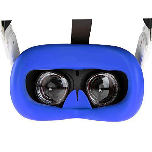 (1 팩) Orzero 실리콘 페이스 커버 스킨 호환가능한 오큘러스 퀘스트 2, 스탠다드 아이 패드, 땀방지 라이트 차단 (세척가능) VR 헤드셋 - 블루