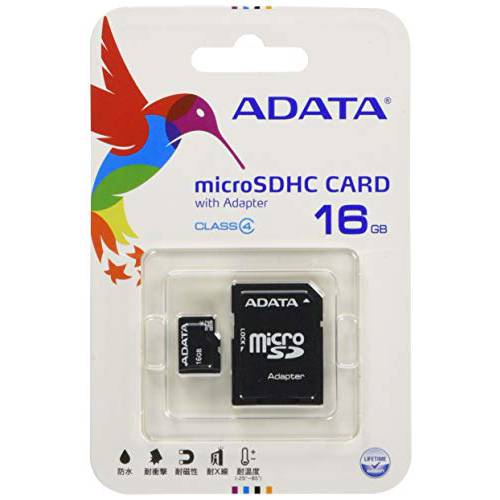ADATA 16GB microSDHC Class 4 메모리 카드 어댑터 (AUSDH16GCL4-RA1), 블랙