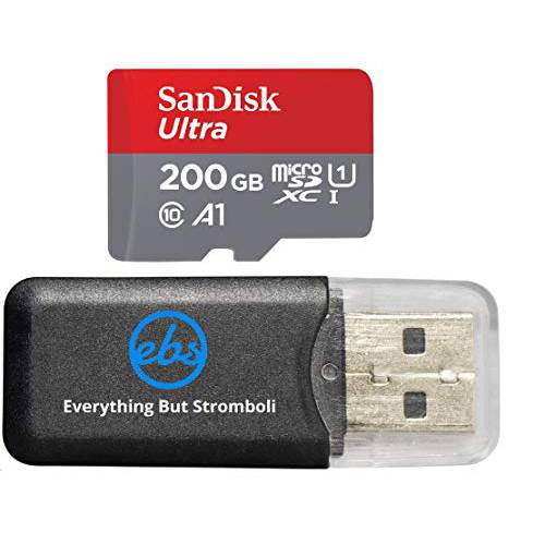 SanDisk 200GB 울트라 마이크로 SDXC 메모리 카드 번들,묶음 Works 삼성 갤럭시 노트 8, 노트 9, 노트 팬 에디션 폰 UHS-I Class 10 (SDSQUAR-200G-GN6MN) 플러스 Everything But 스트롬볼리 (TM) 카드 리더, 리더기