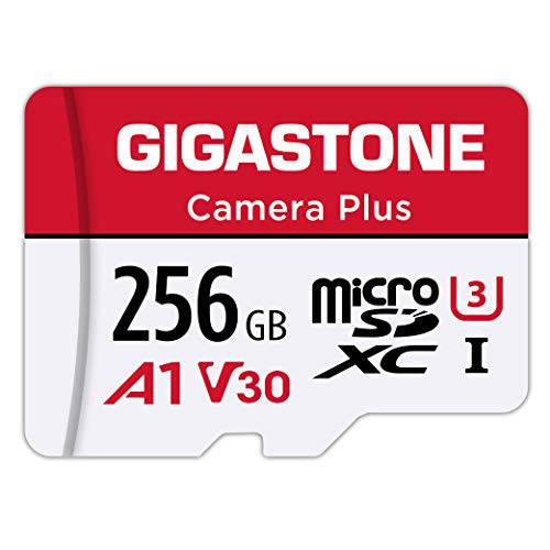 Gigastone 256GB 마이크로 SD 카드, 카메라 플러스, 고프로, 액션 카메라, 스포츠 카메라, A1 Run 어플 스마트폰, Nintendo-Switch 호환가능한, 100MB/ S, 4K 비디오 레코딩, 마이크로 SDXC UHS-I A1 U3 Class 10