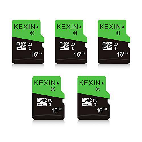 KEXIN 마이크로 SD 카드 16 GB 5 팩 MicroSDHC UHS-I 메모리 카드 Class 10 고속 마이크로 SD 카드, C10, U1