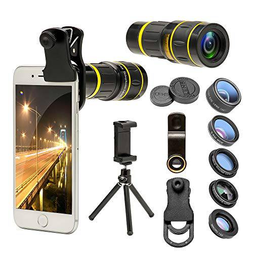 Goviw 휴대폰, 스마트폰 카메라 렌즈 키트 6 in 1 18x 망원 줌 렌즈/ 와이드 앵글/ 매크로/ 어안/ Kaleidoscope/ CPL, Clip-On 렌즈 호환가능한 아이폰 X 8 7 6s 플러스, 삼성 and More