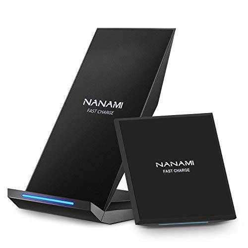 NANAMI 업그레이드된 고속 무선 충전 스탠드&  고속 무선 충전 스탠드 세트, 호환가능한 아이폰 12/ 프로 맥스/ 미니/ SE 2/ 11/ Xs/ XR/ X/ 8 플러스/ 에어팟 프로, 삼성 S20+/ S10/ S9/ S8, 갤럭시 노트 20/ 10/ 9
