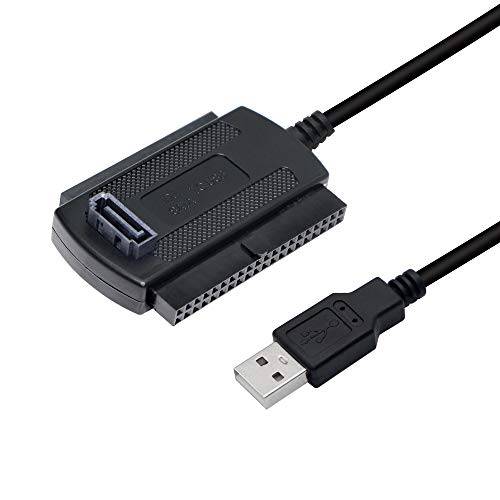 SinLoon USB to SATA IDE 컨버터, 변환기 케이블 어댑터 USB 2.0 to 2.5/ 3.5/ 5.25in IDE and SATA 어댑터 케이블 (1.8FT/ 블랙)